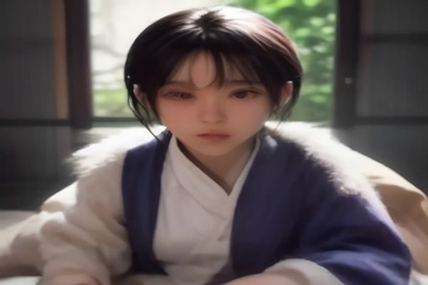 编辑在柔和台灯下修改文稿，电脑屏幕显示关于女儿养育的资料，室内安静